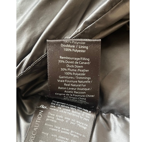 Mackage Black Puffer Coat Fur Hood Zip Front Pockets Warm Winter Womens Medium - Picture 5 of 13